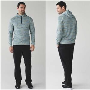 Lululemon Mens Surge Warm Sweatshirt Medium Blue Space Dye Camo Alberta Lake